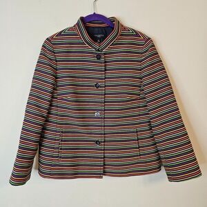 Women's Talbots Petites Multicolor Stripe Textured Blazer Jacket Lined Size 10P